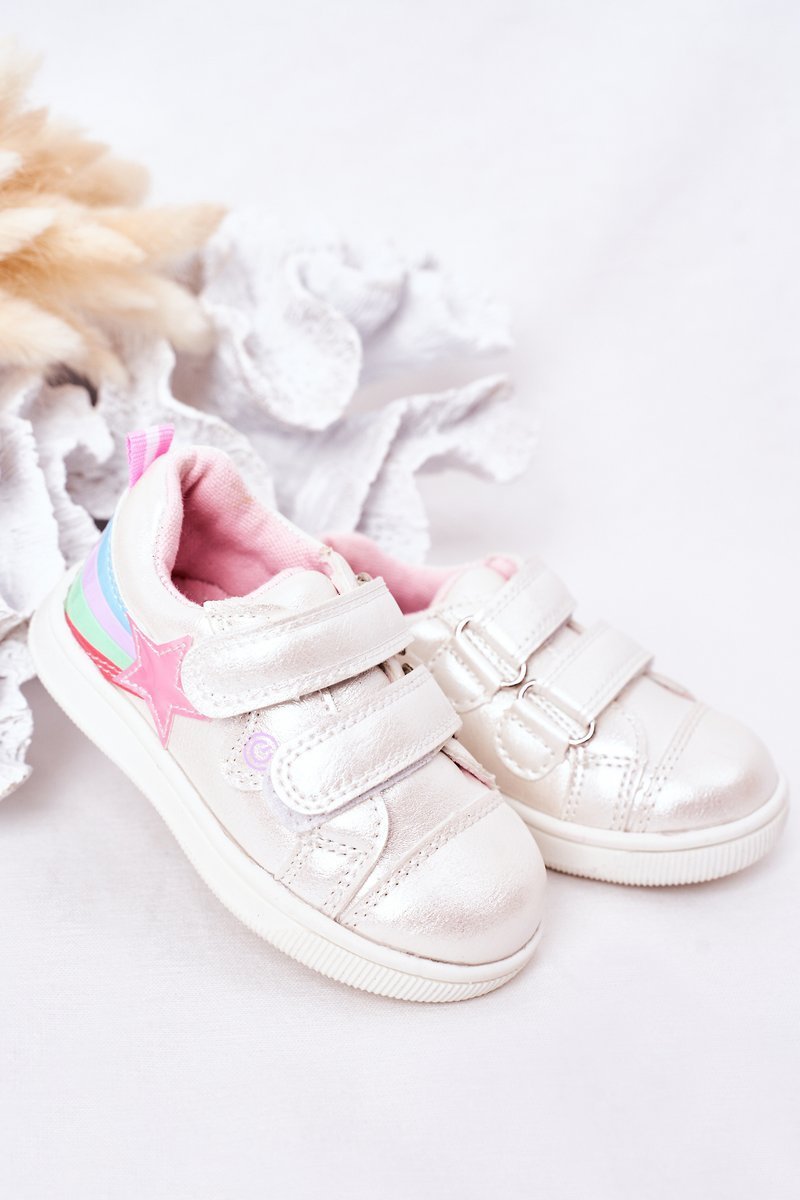 Children's Leather Sport Shoes With Rainbow White Jasmine