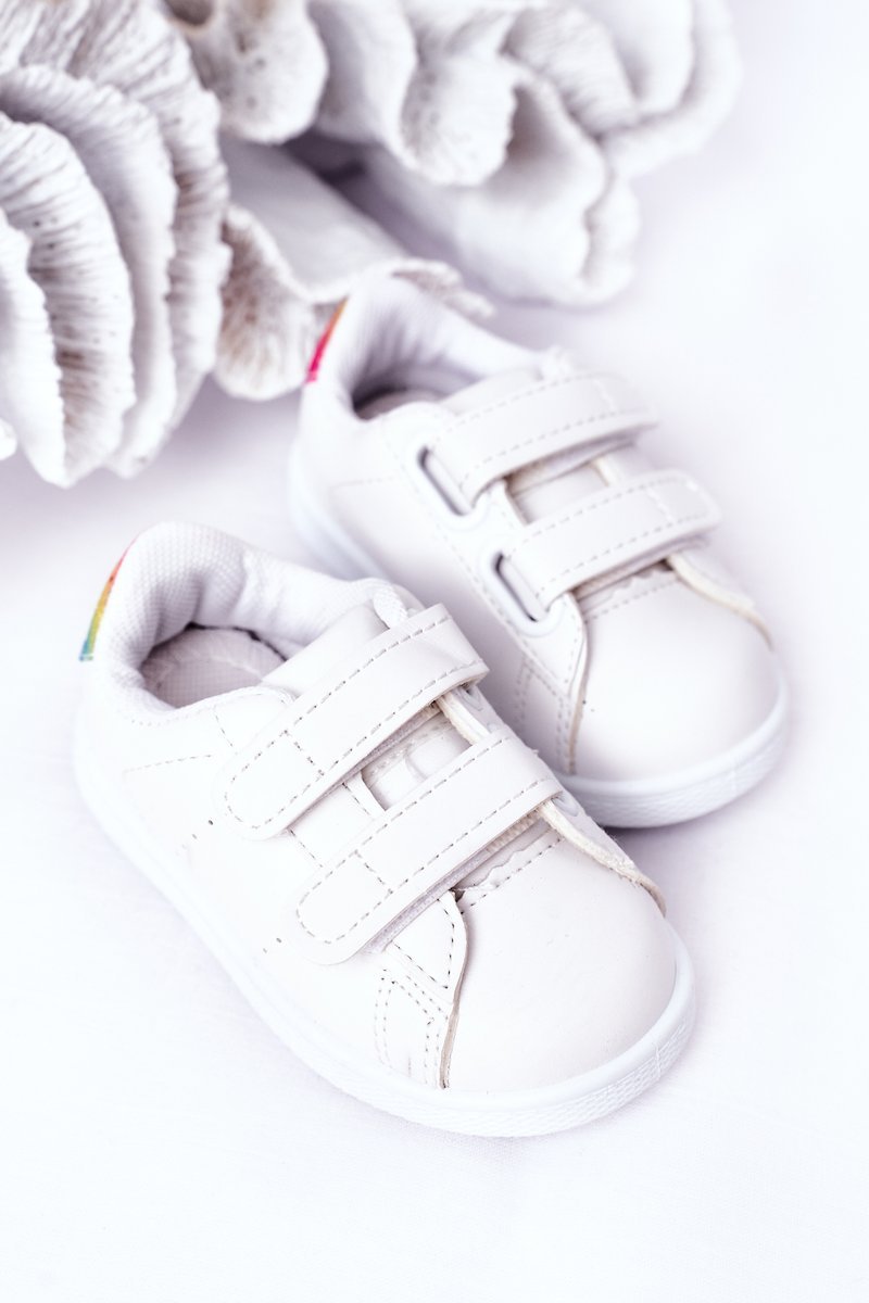 Children's Sneakers With Velcro White-Rainbow Cute Girl