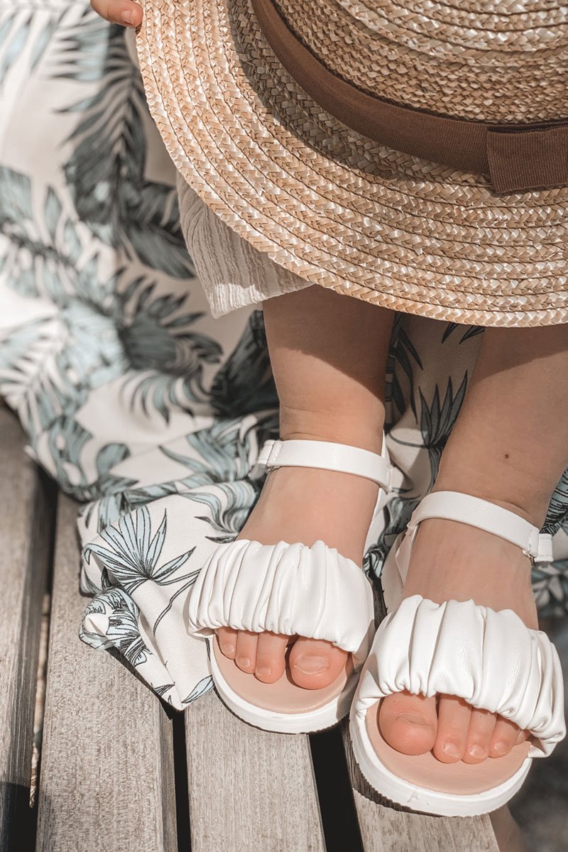 Children's Velcro Sandals White Aimy