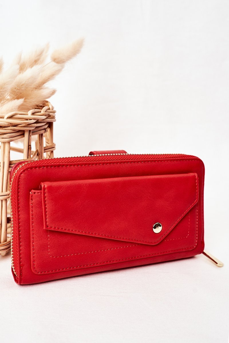 Large Women's Wallet With A Pocket Red