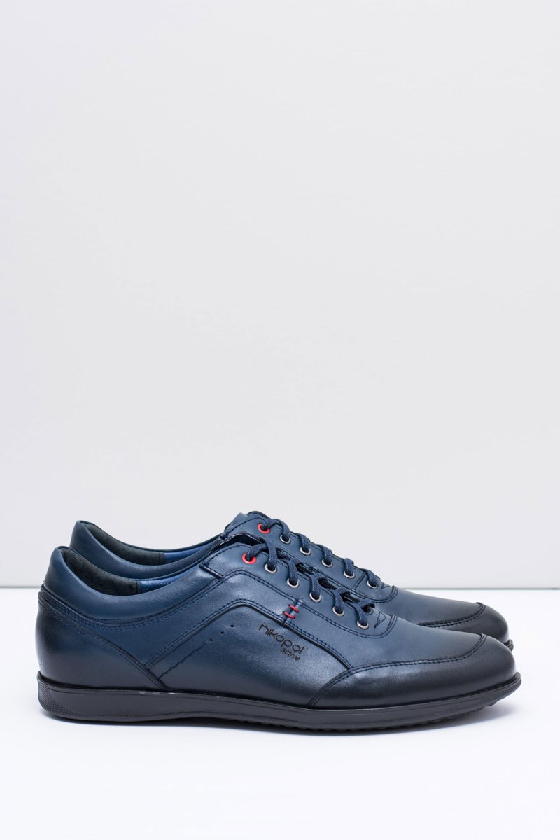 Men's Navy Leather Casual Shoes Nikopol 