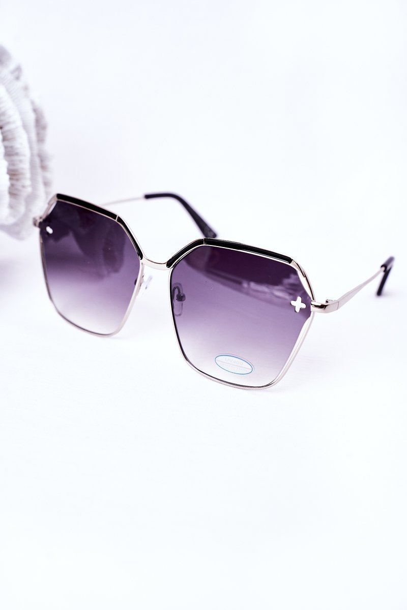 Silver Geometric Sunglasses Black Ombre