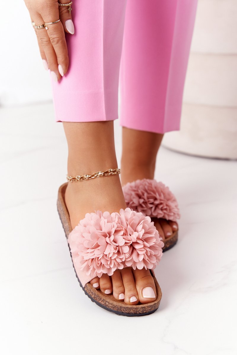 Slippers On The Cork Sole Pink Flowerbomb