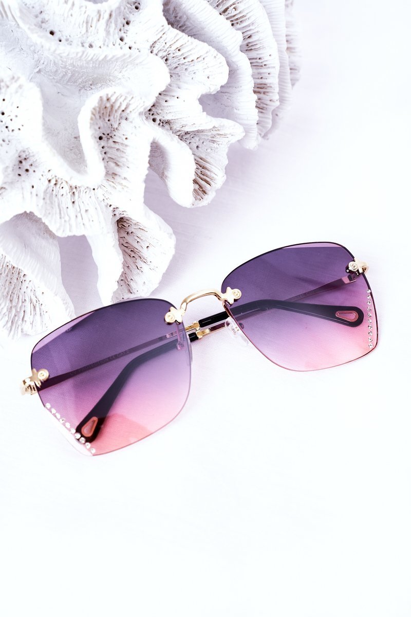 Sunglasses With Cubic Zirconia Pink Ombre