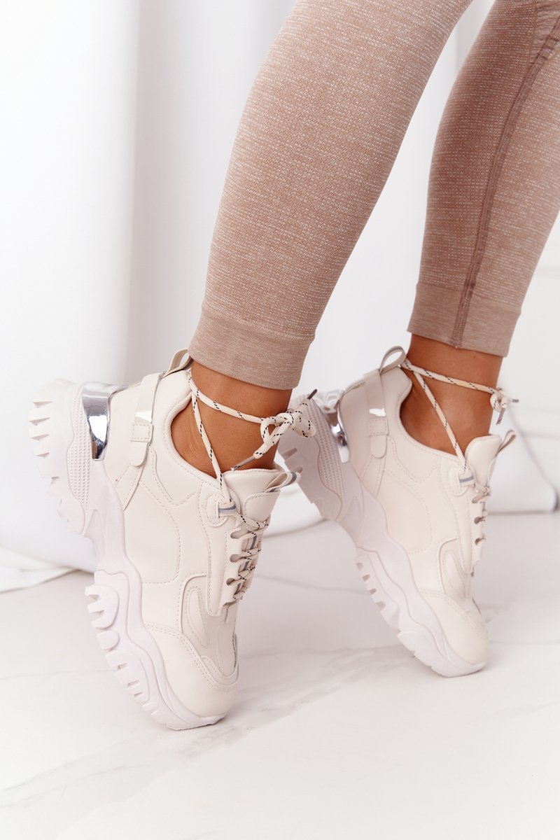 Women's Sneakers On A Chunky Sole Beige Influencer