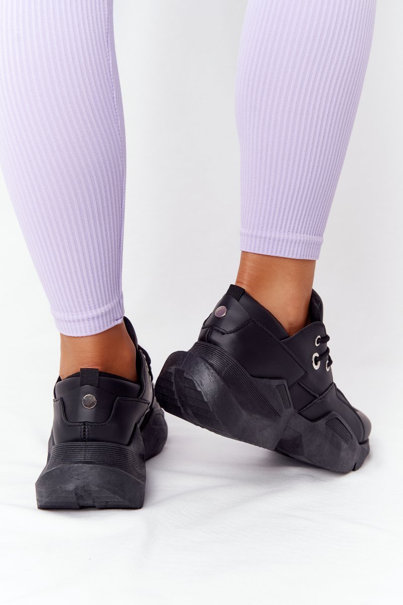 Women's Sneakers On A Chunky Sole Black Bubbly