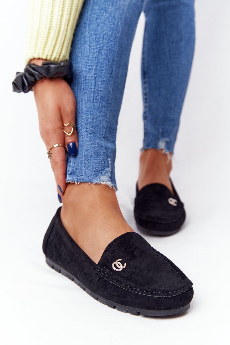 Women's Suede Loafers Black Madelyn